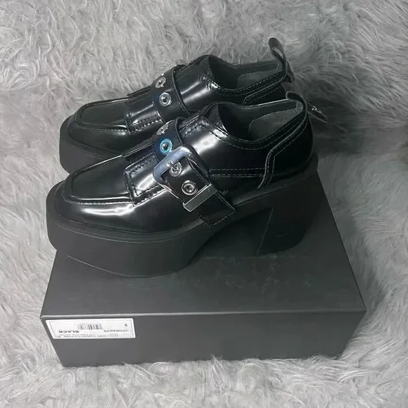 NIB LARROUDÉ Stewart Platform Oxford In Black Leather - Picture 6 of 13